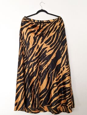 Black and Tan Zebra Print A-Line Skirt